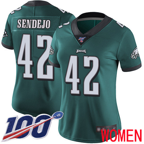 Women Philadelphia Eagles #42 Andrew Sendejo Midnight Green Team Color Vapor Untouchable NFL Jersey 1